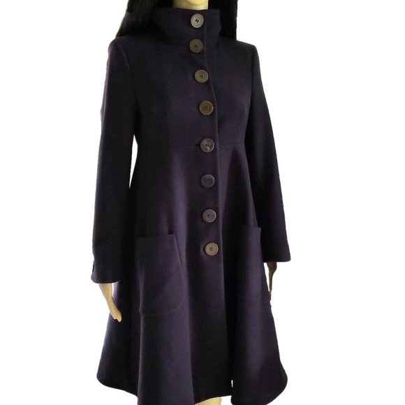 Salvatore Ferragamo Royal Plum Principessa Peacoat Swing Coat - Picture 8 of 14